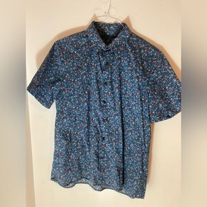 Shirt print small flowers, M, Perry Ellis